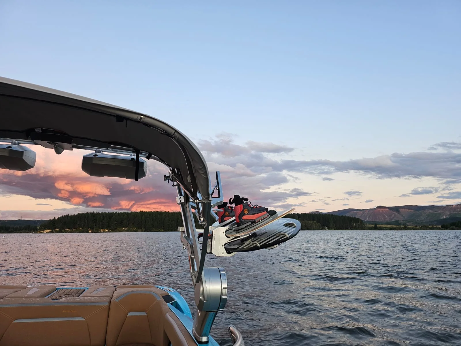 Wakeboard tower detail at sunset